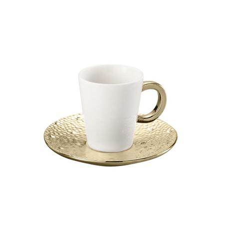 Conjunto 6 Xícaras P/Chá C/Píres De Porcelana Drop Dourada 200Ml - 8233 - Lyor Menor preço em Conjunto 6 Xícaras P/Chá C/Píres De Porcelana Drop Dourada 200Ml - 8233 - Lyor