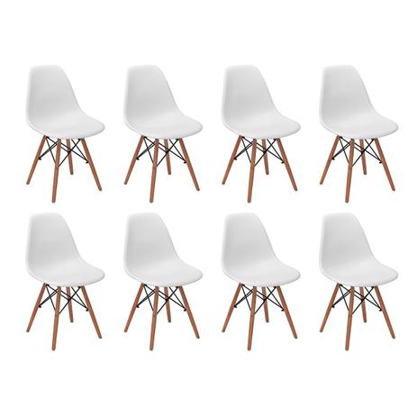 Conjunto 8 Cadeiras Charles Eames Eiffel Wood Base Madeira - Branca - Magazine decor Menor preço em Conjunto 8 Cadeiras Charles Eames Eiffel Wood Base Madeira - Branca - Magazine decor