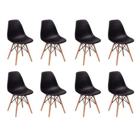Conjunto 8 Cadeiras Charles Eames Eiffel Wood Base Madeira - Preta - Magazine decor Menor preço em Conjunto 8 Cadeiras Charles Eames Eiffel Wood Base Madeira - Preta - Magazine decor