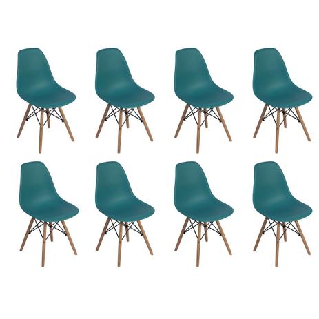 Conjunto 8 Cadeiras Charles Eames Eiffel Wood Base Madeira - Turquesa - Magazine Decor Menor preço em Conjunto 8 Cadeiras Charles Eames Eiffel Wood Base Madeira - Turquesa - Magazine Decor