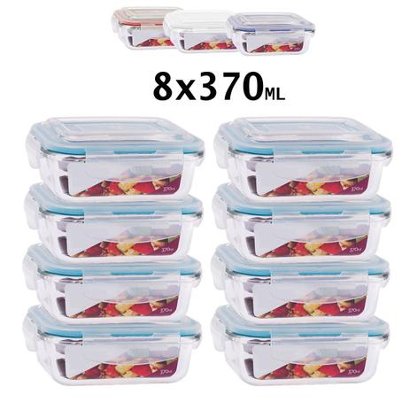 Conjunto 8 Potes Vidro Hermético Hermetico marmita 370ml - Quality House / Univendas Menor preço em Conjunto 8 Potes Vidro Hermético Hermetico marmita 370ml - Quality House / Univendas