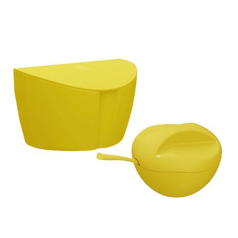 Conjunto Açucareiro Amarelo e Saleiro com Tampa 500 ml - Uz Menor preço em Conjunto Açucareiro Amarelo e Saleiro com Tampa 500 ml - Uz