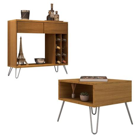 Conjunto Aparador Bar Buffet com Mesa de Centro Cartier Cinamomo - Lyam Decor - Lymdecor Menor preço em Conjunto Aparador Bar Buffet com Mesa de Centro Cartier Cinamomo - Lyam Decor - Lymdecor