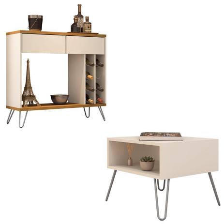 Conjunto Aparador Bar Buffet com Mesa de Centro Cartier Off White - Lyam Decor - Lymdecor Menor preço em Conjunto Aparador Bar Buffet com Mesa de Centro Cartier Off White - Lyam Decor - Lymdecor