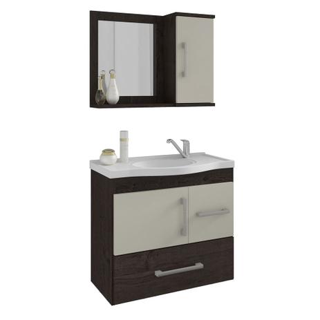Conjunto Armário Banheiro Fortaleza com Espelheira MGM Café/Off white - Mgm moveis Menor preço em Conjunto Armário Banheiro Fortaleza com Espelheira MGM Café/Off white - Mgm moveis