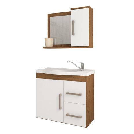 Conjunto Armário Banheiro Vix com Espelheira MGM Amendoa/Branco - Mgm moveis é boa?