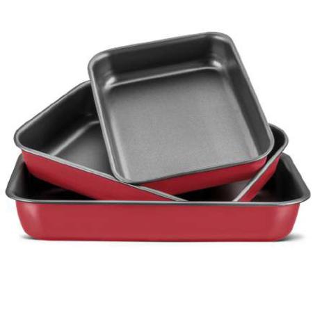 Conjunto Assadeiras Forma Retangular 3 peças Vermelho Antiaderente - Mta Menor preço em Conjunto Assadeiras Forma Retangular 3 peças Vermelho Antiaderente - Mta