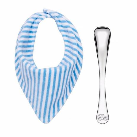 Conjunto Babador e Colher Infantil Le Petit Tramontina 64250630 Azul Menor preço em Conjunto Babador e Colher Infantil Le Petit Tramontina 64250630 Azul