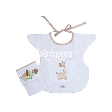 Conjunto Babador e Pano de Boca - Safari Bege - Biramar Menor preço em Conjunto Babador e Pano de Boca - Safari Bege - Biramar