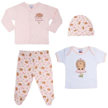 Menor preço em Conjunto Baby - Meninas - Calça, 2 Camisas e Touca - Rosa - Tip Top