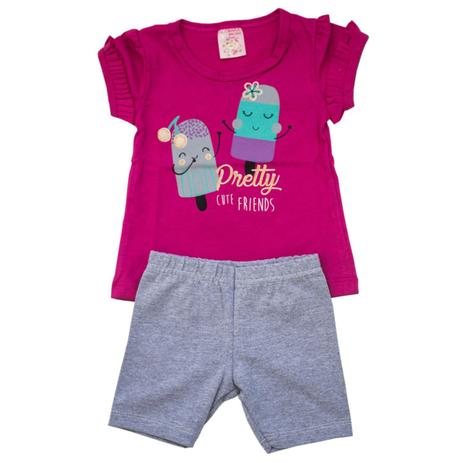 Conjunto Baby Picolé Blusa e Short Rosa - Alemara Menor preço em Conjunto Baby Picolé Blusa e Short Rosa - Alemara