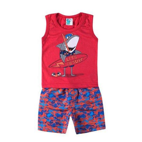 Conjunto Baby Regata Machão e Shorts Tactel Tubarão Vermelho - Alemara é boa?