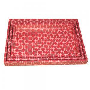 Conjunto Bandejas de Bambu Vermelha Flores 3 peças - Decorafast Menor preço em Conjunto Bandejas de Bambu Vermelha Flores 3 peças - Decorafast