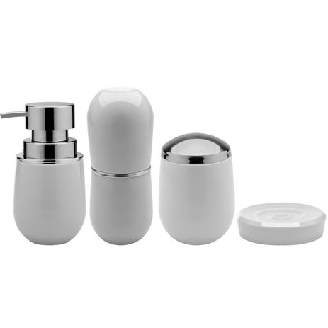 Conjunto Banheiro Belly Saboneteiras Porta Escova Algodão Branco - Ou Menor preço em Conjunto Banheiro Belly Saboneteiras Porta Escova Algodão Branco - Ou