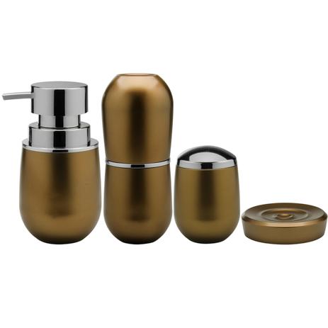 Conjunto Banheiro Belly Saboneteiras Porta Escova Algodão Dourado Menor preço em Conjunto Banheiro Belly Saboneteiras Porta Escova Algodão Dourado