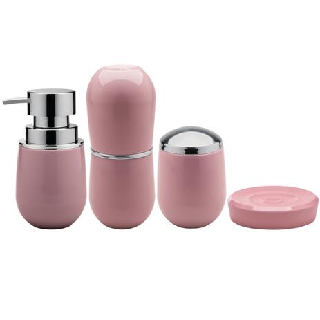 Conjunto Banheiro Belly Saboneteiras Porta Escova Algodão Rosa - Ou Menor preço em Conjunto Banheiro Belly Saboneteiras Porta Escova Algodão Rosa - Ou
