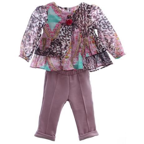 Conjunto Bebê Bata e Calça Onça Rose - 1+1 Menor preço em Conjunto Bebê Bata e Calça Onça Rose - 1+1
