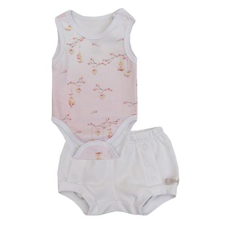 Conjunto Bebê Body Cavado e Tapa Fralda Magnólia - Bibe Menor preço em Conjunto Bebê Body Cavado e Tapa Fralda Magnólia - Bibe
