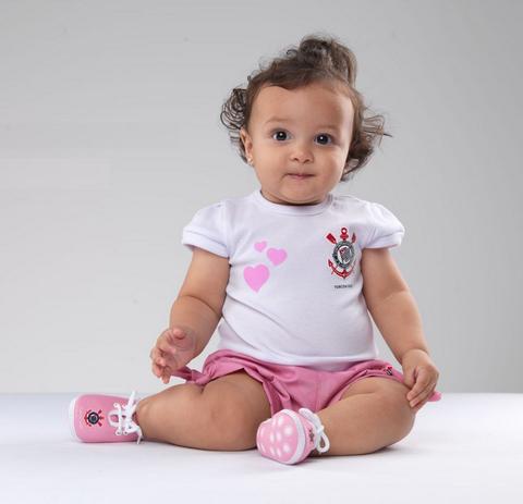 Conjunto Bebê Corinthians Rosa - Torcida Baby Menor preço em Conjunto Bebê Corinthians Rosa - Torcida Baby