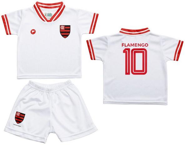 Conjunto Bebê Flamengo Uniforme Branco - Torcida Baby - Revedor Menor preço em Conjunto Bebê Flamengo Uniforme Branco - Torcida Baby - Revedor