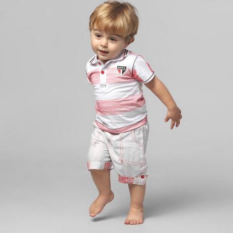 Conjunto Bebê Infantil São Paulo Polo e Bermuda Oficial - Revedor Menor preço em Conjunto Bebê Infantil São Paulo Polo e Bermuda Oficial - Revedor