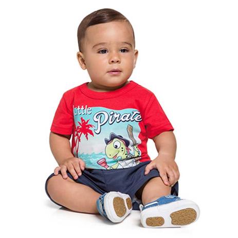 Conjunto bebê menino camiseta e bermuda Brandili pequeno pirata Menor preço em Conjunto bebê menino camiseta e bermuda Brandili pequeno pirata
