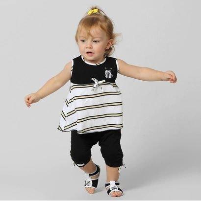 Conjunto Bebê Santos Bata e Legging Oficial - Torcida baby Menor preço em Conjunto Bebê Santos Bata e Legging Oficial - Torcida baby