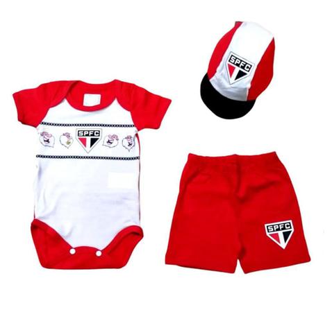 Conjunto Bebê São Paulo Body Shorts e Boné Oficial - Revedor Menor preço em Conjunto Bebê São Paulo Body Shorts e Boné Oficial - Revedor