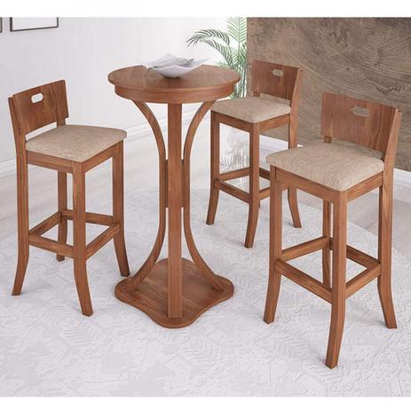 Conjunto Bistrô com Mesa Alta e 3 Banquetas Altas Dubai Miller Interiores Imbuia Menor preço em Conjunto Bistrô com Mesa Alta e 3 Banquetas Altas Dubai Miller Interiores Imbuia