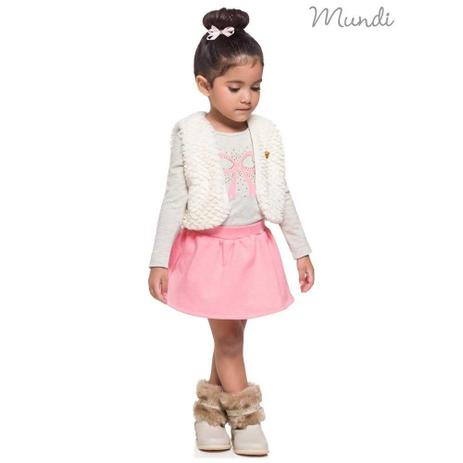 Conjunto Blusa Cotton Colete Pelo e Saia Short Moletom Infantil Menina Mundi é boa?