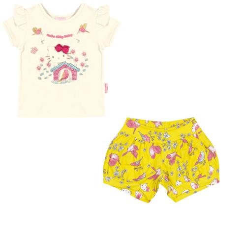 Conjunto Blusa Cotton e Short - Natural - Hello Kitty Menor preço em Conjunto Blusa Cotton e Short - Natural - Hello Kitty