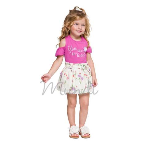 Conjunto Blusa e Saia-Short Infantil Menina Mundi Menor preço em Conjunto Blusa e Saia-Short Infantil Menina Mundi