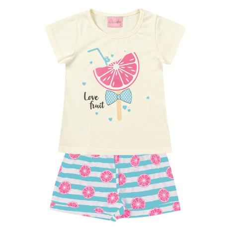 Conjunto Blusa e Short em Algodão - Limão - Azul e Amarelo - Duduka é boa?