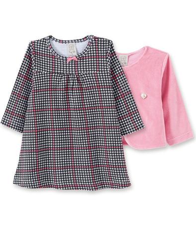 Conjunto Body e vestido manga longa com casaqueto Pingo Lelê Rosa Xadrez Menor preço em Conjunto Body e vestido manga longa com casaqueto Pingo Lelê Rosa Xadrez