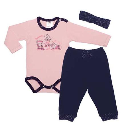 Conjunto Body Longo Bailarina e Calça - Algodão - Rosa e Azul Marinho - BB2 Menor preço em Conjunto Body Longo Bailarina e Calça - Algodão - Rosa e Azul Marinho - BB2