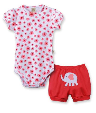 Conjunto Body manga curta com short Pingo Lelê Elefante Vermelho Menor preço em Conjunto Body manga curta com short Pingo Lelê Elefante Vermelho