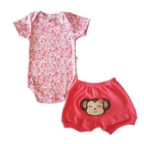 Conjunto Body manga curta e short Pingo Lelê Goiaba Floral Macaquinha Menor preço em Conjunto Body manga curta e short Pingo Lelê Goiaba Floral Macaquinha