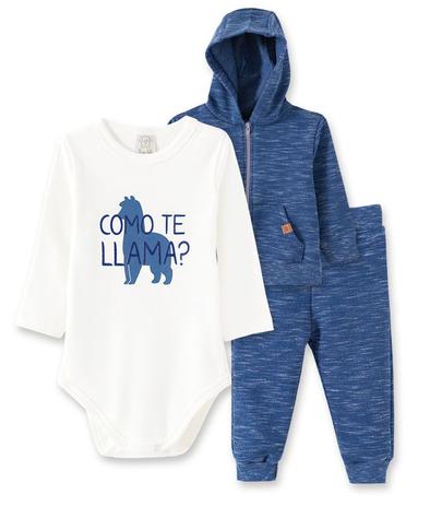Conjunto Body manga longa, Calça e Casaco com capuz Pingo Lelê Llma Azul Menor preço em Conjunto Body manga longa, Calça e Casaco com capuz Pingo Lelê Llma Azul