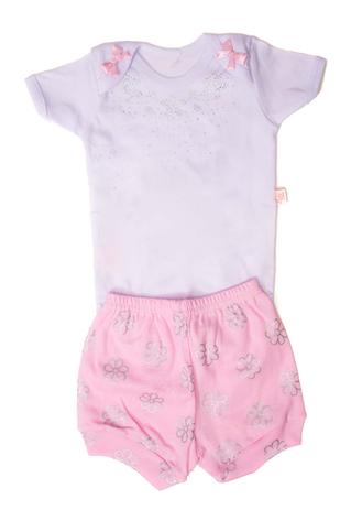 Conjunto Body + Tapa Fralda Flores Brilho - Baby Bless Menor preço em Conjunto Body + Tapa Fralda Flores Brilho - Baby Bless