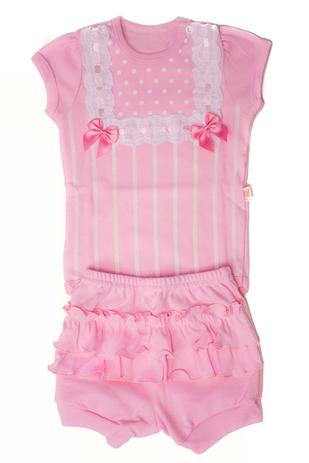 Conjunto Body + Tapa Fralda Gripier Rosa - Baby Bless Menor preço em Conjunto Body + Tapa Fralda Gripier Rosa - Baby Bless
