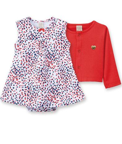 Conjunto Body vestido com casaqueto Pingo Lelê Onça Vermelho Menor preço em Conjunto Body vestido com casaqueto Pingo Lelê Onça Vermelho