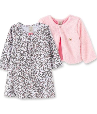 Conjunto Body Vestido manga longa e Casaqueto em pelo sintético Pingo Lelê Oncinha Rosa Menor preço em Conjunto Body Vestido manga longa e Casaqueto em pelo sintético Pingo Lelê Oncinha Rosa