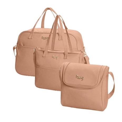 Conjunto bolsa maternidade Classic bege 03 peças mala + bolsas G e M - Hug Menor preço em Conjunto bolsa maternidade Classic bege 03 peças mala + bolsas G e M - Hug