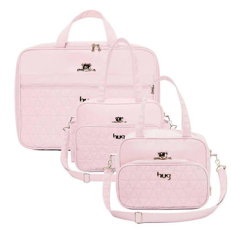 Conjunto bolsa maternidade Docinho rosa - Hug Menor preço em Conjunto bolsa maternidade Docinho rosa - Hug