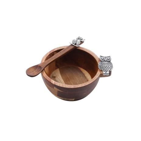 Conjunto Bowl Rojemac de Acácia e Colher de Pau Coruja - 25712 - Arno Menor preço em Conjunto Bowl Rojemac de Acácia e Colher de Pau Coruja - 25712 - Arno
