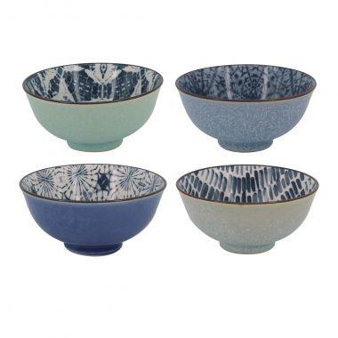 Conjunto bowls de porcelana azul, verde e branco decorativo 4 pcs - Btc decor Menor preço em Conjunto bowls de porcelana azul, verde e branco decorativo 4 pcs - Btc decor