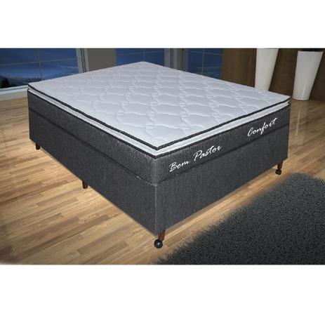 Menor preço em Conjunto Box + Colchão Casal BP Confort Pocket Pillow Top com Molas Ensacadas - Bom pastor