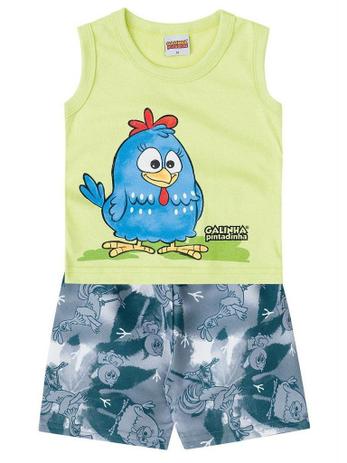 Conjunto Brandili Galinha Pintadinha Regata e Bermuda Verde Menor preço em Conjunto Brandili Galinha Pintadinha Regata e Bermuda Verde