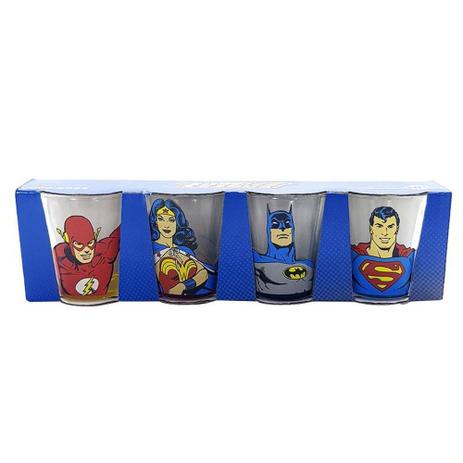 Conjunto c/ 4 Copos Shot 50ml Heróis Liga da Justiça Ilustrações - Urban Menor preço em Conjunto c/ 4 Copos Shot 50ml Heróis Liga da Justiça Ilustrações - Urban