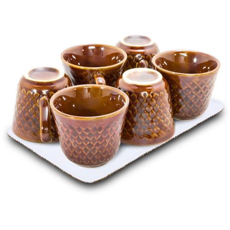 Conjunto c/ 6 Xícaras Café Marrom 60ml - Hr Porcelanas Menor preço em Conjunto c/ 6 Xícaras Café Marrom 60ml - Hr Porcelanas